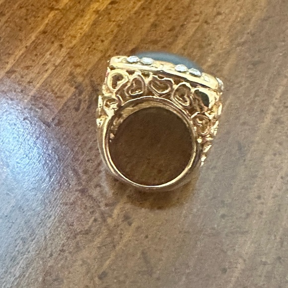 Teal Gold Cocktail Ring Size 7 - Picture 7 of 9